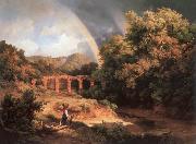 Karoly Marko the Elder Italian Landscape with Viaduct and Rainbow oil painting reproduction